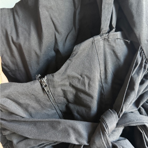 WINDSOR Black Drop Waist Mini Dress Bow Tie Back Square Neck Poofy Mesh Slim S - Picture 9 of 9